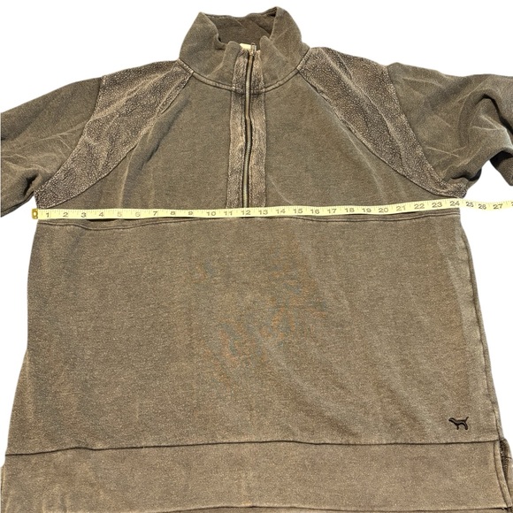 PINK Victoria's Secret Women’s Long Sleeve Fuzzy Gray Quarter-Zip Sweatshirt L - Picture 5 of 7